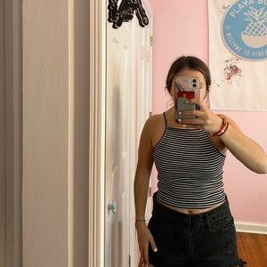 Black &white American Apparel striped parker tank